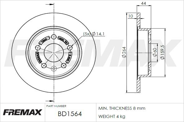 FREMAX BD-1564 - Bremžu diski www.autospares.lv