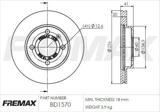 FREMAX BD-1570 - Bremžu diski www.autospares.lv