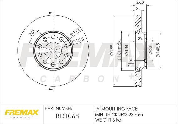 FREMAX BD-1068 - Bremžu diski www.autospares.lv