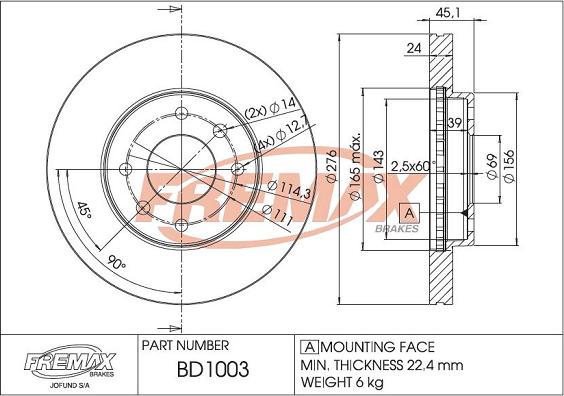 FREMAX BD-1003 - Bremžu diski www.autospares.lv