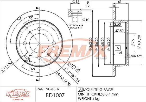 FREMAX BD-1007 - Bremžu diski www.autospares.lv