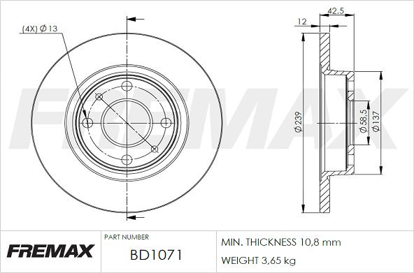 FREMAX BD-1071 - Bremžu diski www.autospares.lv