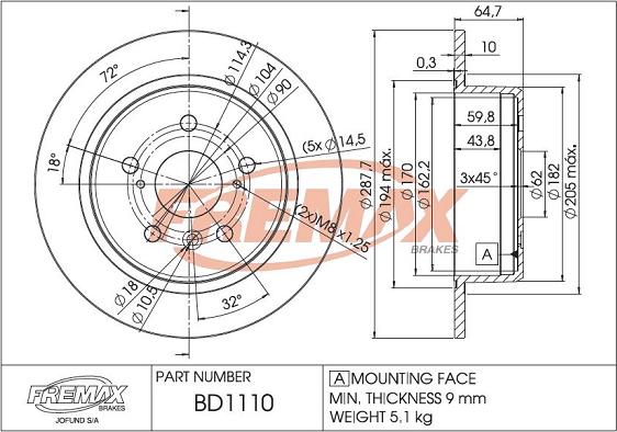 FREMAX BD-1110 - Bremžu diski www.autospares.lv