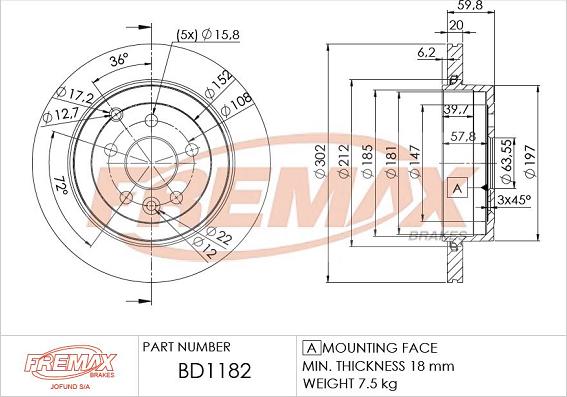 FREMAX BD-1182 - Bremžu diski www.autospares.lv