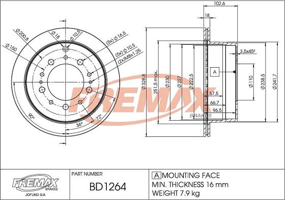 FREMAX BD-1264 - Bremžu diski www.autospares.lv