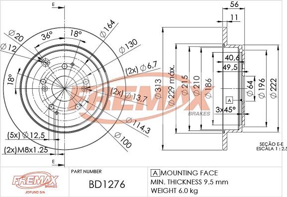 FREMAX BD-1276 - Bremžu diski www.autospares.lv