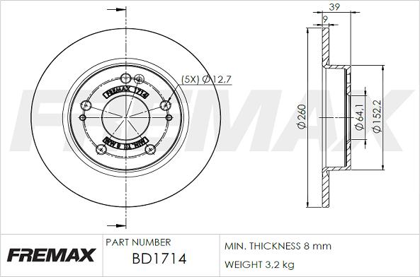 FREMAX BD-1714 - Bremžu diski www.autospares.lv