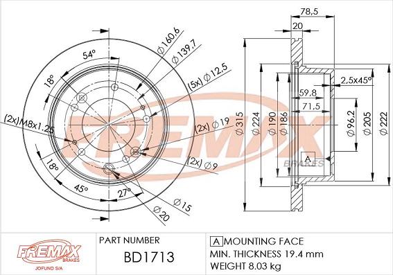 FREMAX BD-1713 - Bremžu diski www.autospares.lv