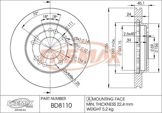 FREMAX BD-8110 - Bremžu diski www.autospares.lv