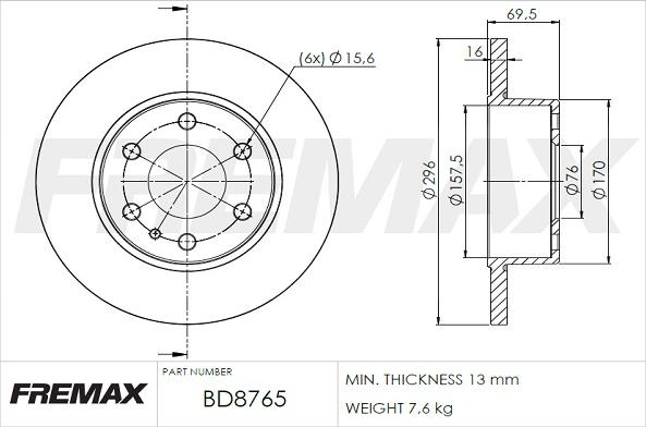 FREMAX BD-8765 - Bremžu diski www.autospares.lv