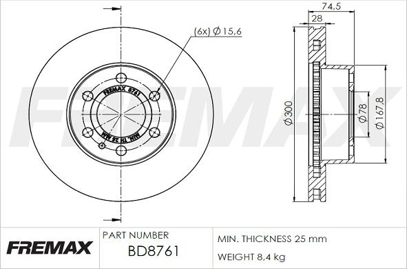 FREMAX BD-8761 - Bremžu diski autospares.lv