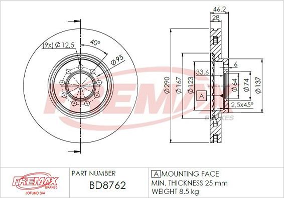 FREMAX BD-8762 - Bremžu diski www.autospares.lv