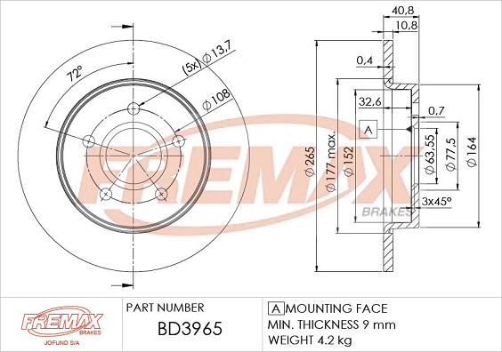 FREMAX BD-3965 - Bremžu diski autospares.lv