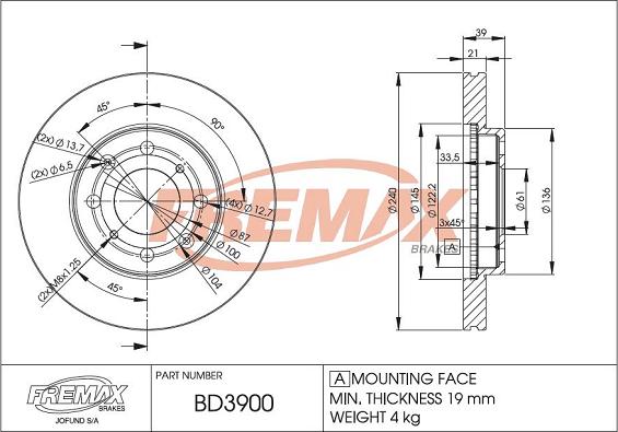 FREMAX BD-3900 - Bremžu diski www.autospares.lv