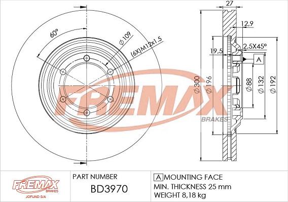 FREMAX BD-3970 - Bremžu diski www.autospares.lv