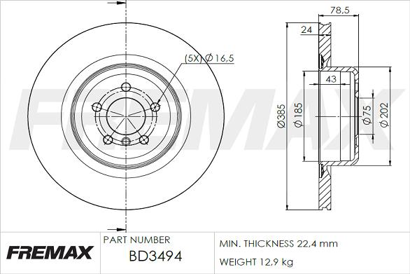 FREMAX BD-3494 - Bremžu diski www.autospares.lv