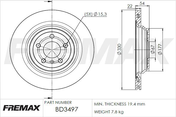 FREMAX BD-3497 - Bremžu diski www.autospares.lv