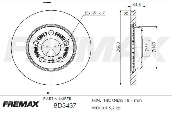 FREMAX BD-3437 - Bremžu diski www.autospares.lv