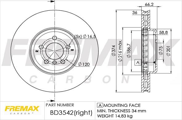 FREMAX BD-3542 - Bremžu diski www.autospares.lv