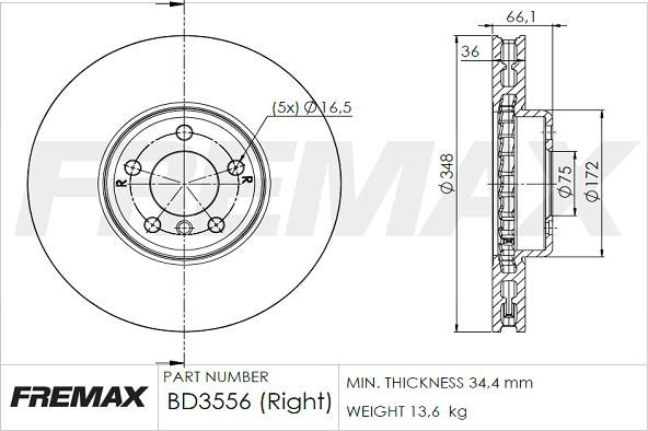 FREMAX BD-3556 - Bremžu diski www.autospares.lv