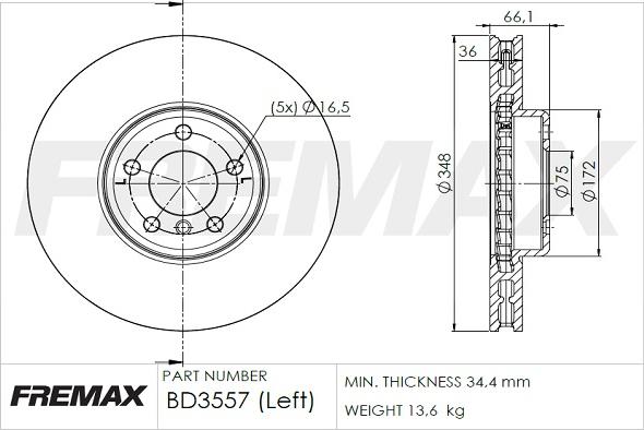 FREMAX BD-3557 - Bremžu diski www.autospares.lv