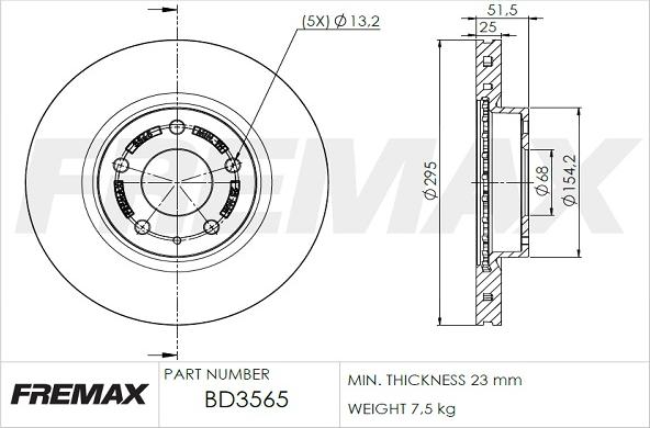 FREMAX BD-3565 - Bremžu diski www.autospares.lv