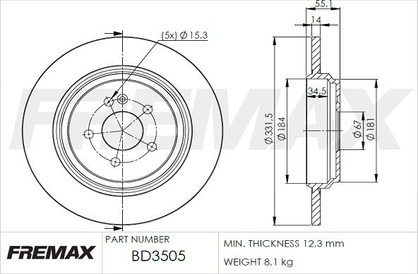 FREMAX BD-3505 - Bremžu diski www.autospares.lv