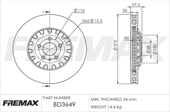 FREMAX BD-3649 - Bremžu diski www.autospares.lv