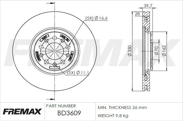 FREMAX BD-3609 - Brake Disc www.autospares.lv