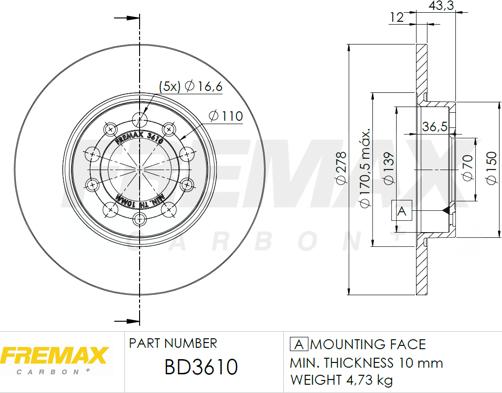 FREMAX BD-3610 - Bremžu diski www.autospares.lv