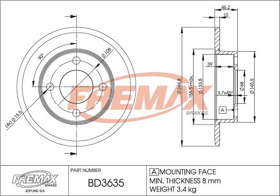 FREMAX BD-3635 - Bremžu diski www.autospares.lv