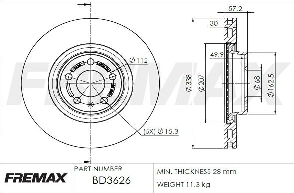 FREMAX BD-3626 - Bremžu diski www.autospares.lv