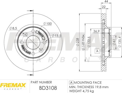 FREMAX BD-3108 - Bremžu diski www.autospares.lv