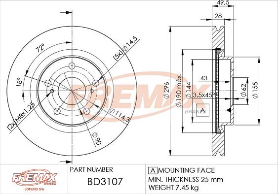 FREMAX BD-3107 - Bremžu diski autospares.lv