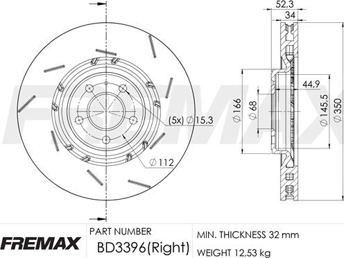 FREMAX BD-3396 - Bremžu diski www.autospares.lv