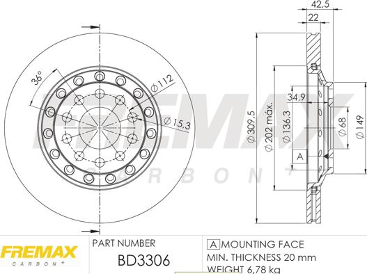 FREMAX BD-3306 - Bremžu diski www.autospares.lv