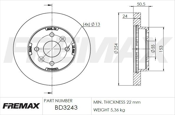 FREMAX BD-3243 - Bremžu diski www.autospares.lv