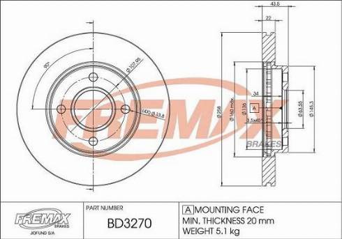 FREMAX BD-3270 - Bremžu diski autospares.lv