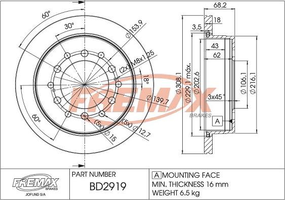 FREMAX BD-2919 - Bremžu diski www.autospares.lv