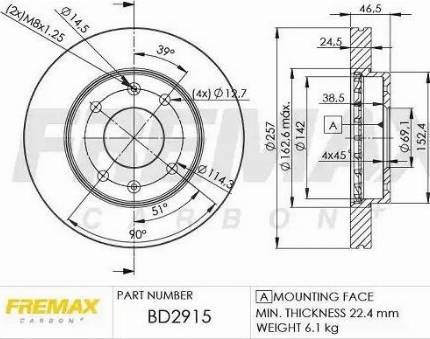 FREMAX BD-2915 - Bremžu diski www.autospares.lv