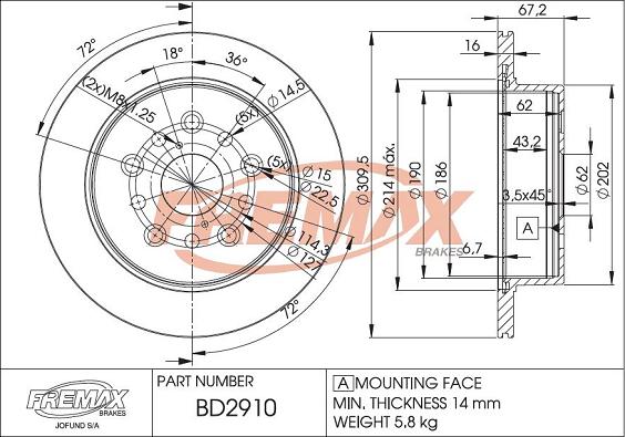 FREMAX BD-2910 - Bremžu diski www.autospares.lv