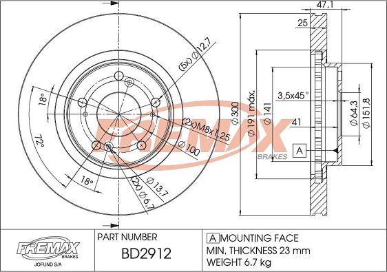 FREMAX BD-2912 - Bremžu diski autospares.lv