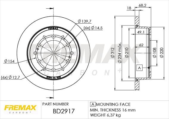 FREMAX BD-2917 - Bremžu diski www.autospares.lv