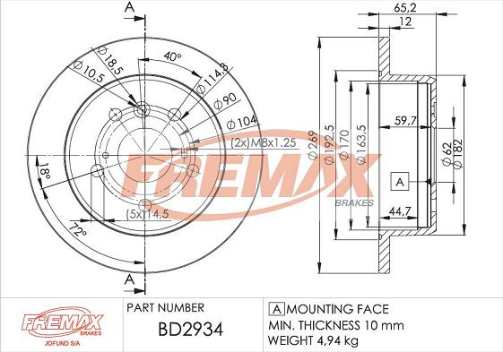 FREMAX BD-2934 - Bremžu diski www.autospares.lv