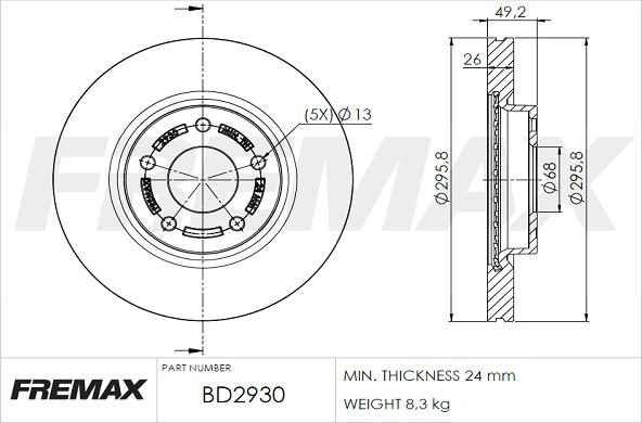 FREMAX BD-2930 - Bremžu diski www.autospares.lv