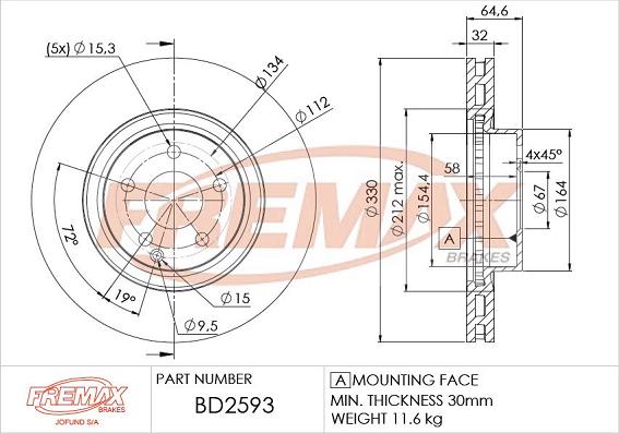 FREMAX BD-2593 - Bremžu diski www.autospares.lv