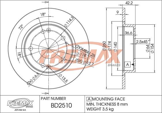 FREMAX BD-2510 - Bremžu diski www.autospares.lv