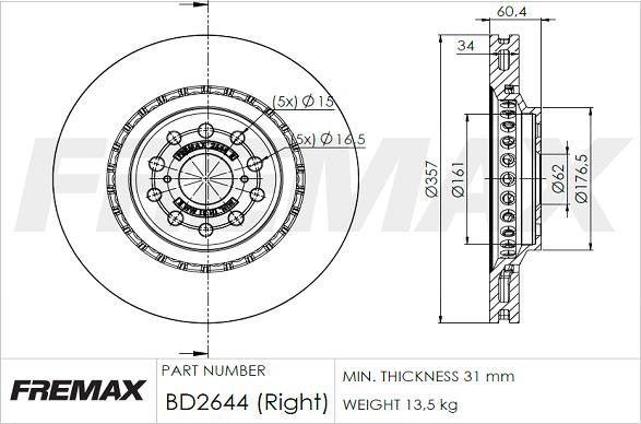 FREMAX BD-2644 - Bremžu diski autospares.lv