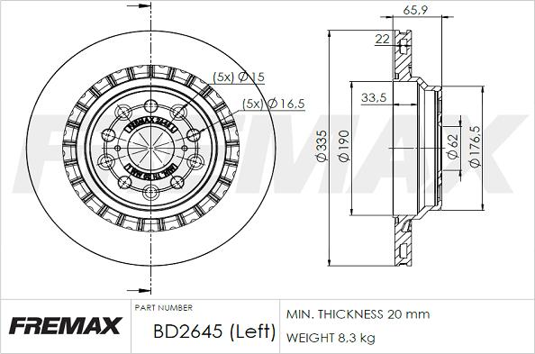 FREMAX BD-2645 - Bremžu diski www.autospares.lv