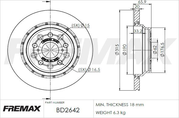 FREMAX BD-2642 - Bremžu diski www.autospares.lv